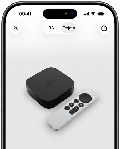 Imagem mostra uma Apple TV 4K na tela de realidade aumentada no iPhone.
