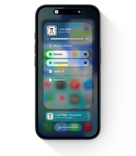 iPhone showing the AirPlay UI for multi-room audio