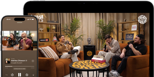 Un balado vidéo diffusé à l’écran dans l’app Balados