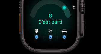 Apple Watch Ultra 4, boîtier en titane, couleur noir, score de préparation de 8, C’est parti