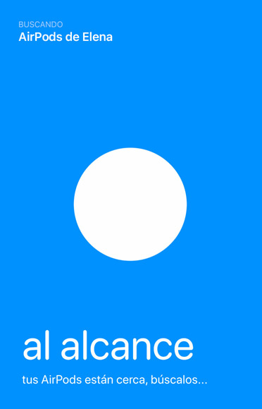 La interfaz que utiliza la prestación Buscar para señalar la ubicación de un dispositivo.