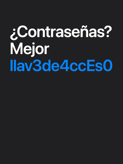 Se muestra el texto «¿Contraseña? Mejor llave de acceso».