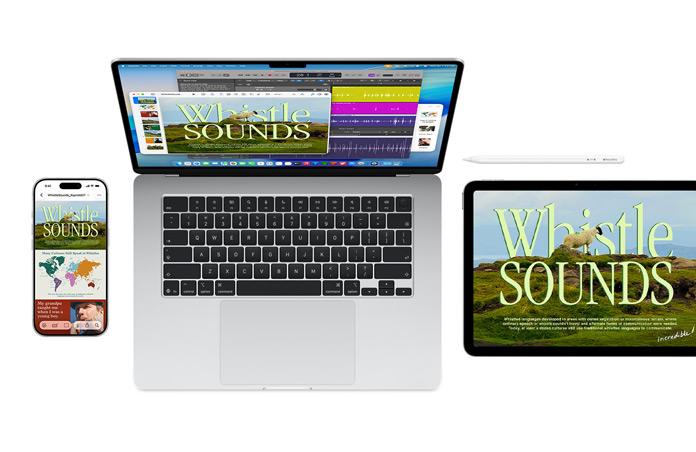 Een Mac, iPhone en iPad met hetzelfde project, om aan te geven hoe Apple devices naadloos samenwerken