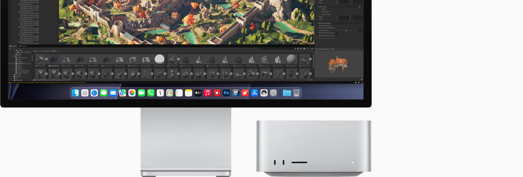 Studio Display XDR, das Display zeigt Unity Editor