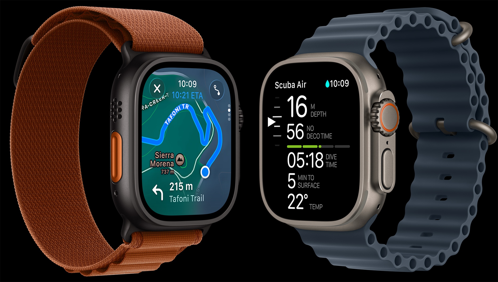 Apple Watch Ultra 3 órák, fekete és natúr titántok, útvonalkövetés turistatérképen, búvármerülés mérőszámai