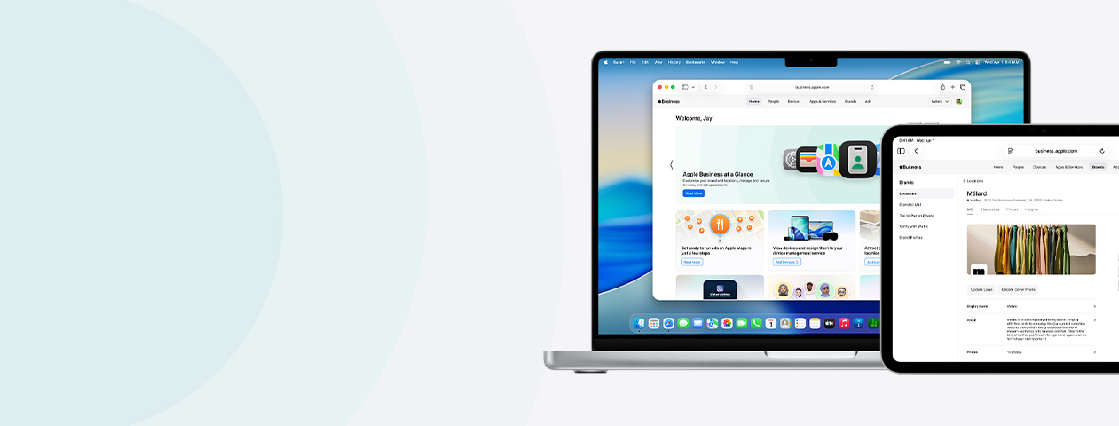 Perangkat Apple menampilkan layanan Apple Business