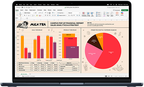 Aplikasi Microsoft Excel ditampilkan di MacBook Air
