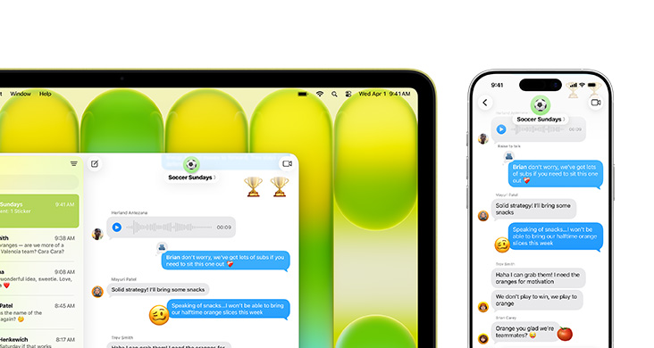 MacBook Pro 16” dengan Mail dan Pencerminan iPhone menampilkan aplikasi Forest di layar.