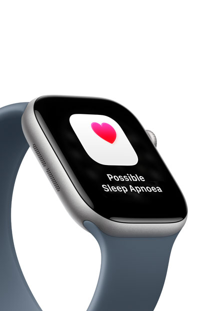 An Apple Watch screen showing a notification for Sleep pnoea with the Sleep Apnoea app.
