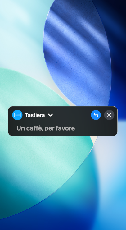 La funzione “Voce in tempo reale” pronuncia il testo scritto “Un caffè per favore”