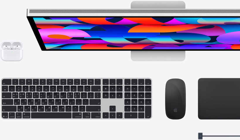 Mac 액세서리: AirPods, Studio Display, Magic Keyboard, Magic Mouse, Magic Trackpad, MagSafe 충전 케이블