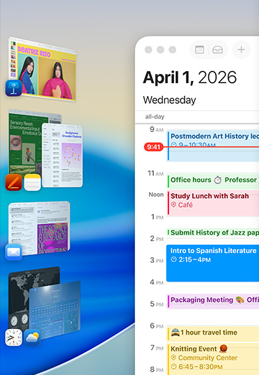 Various Apple apps, including Keynote, Pages, Notes, and Mail, displayed in groupings on a screen.
