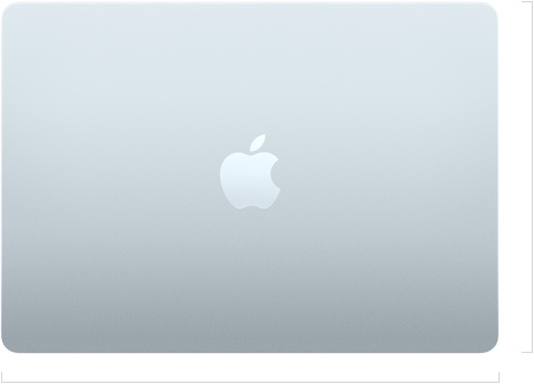 Zamknięty 13-calowy MacBook Air z widocznym z zewnątrz logo Apple pośrodkud