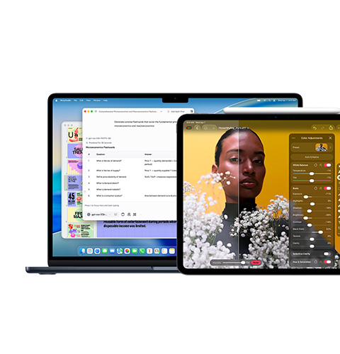 หน้าจอ Mac แสดง Apple Intelligence, หน้าจอ iPad แสดง Pixelmator Pro