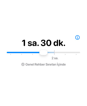 Ayrılan süreyi belirlemek için bir ayar çubuğunun yer aldığı Süre İzni özelliğini gösteren ekran.