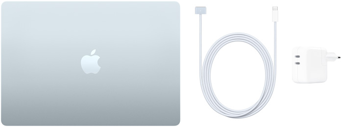 15 inç MacBook Air, USB-C - MagSafe 3 Kablosu ve 35 W Çift USB-C Bağlantı Noktalı Güç Adaptörü