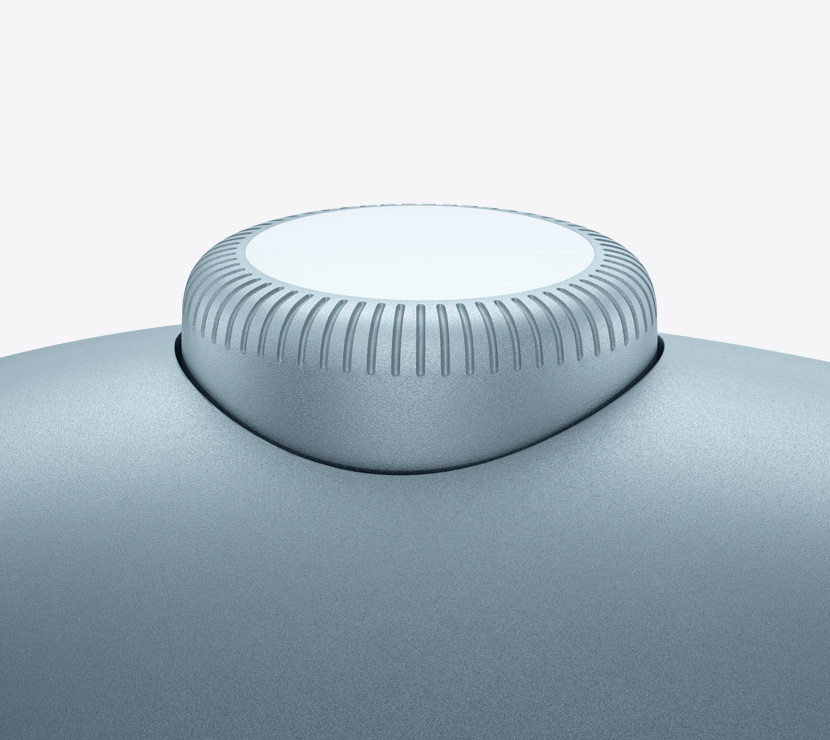 AirPods Max 2 headphones, blue color, detail of Digital Crown