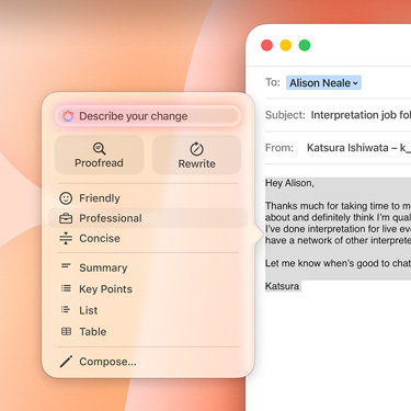 Un’email di lavoro con un messaggio di Apple Intelligence.