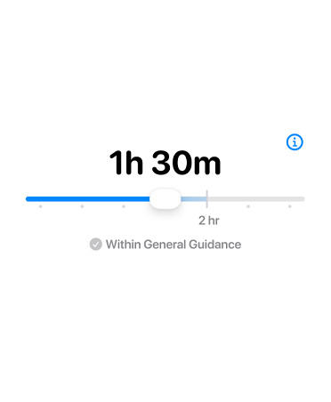 Screen displaying Time Allowance feature with an adjustable bar for time allotted.