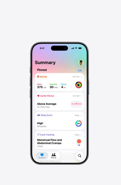 iPhone displaying the Health app.