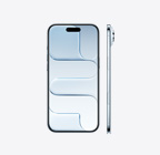 スカイブルーのiPhone Air、前面の外観。上部の中央にDynamic Islandがある。側面の外観、非常に薄いデザイン、サイドボタン、カメラコントロールボタン