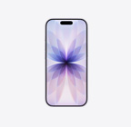 상단 중앙의 Dynamic Island가 보이는 라벤더 색상 iPhone 17 앞면