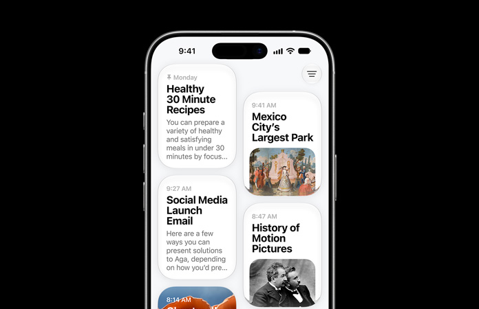 iPhone 17, screen shows Siri app displaying Siri AI conversations about healthy thirty-minute recipes, Mexico City largest park, social media launch email, history of motion pictures, and chanterelle mushrooms