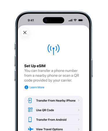iPhone Air elölnézetből, amelyen a Mobilhálózat beállítása funkció van használatban