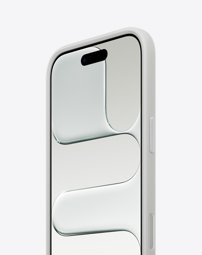 iPhone Air, Vorderseite, Seite, dünnes Profil, Bumper in Hellgrau angebracht