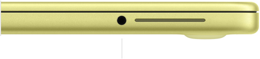 Kapağı kapalı duran A18 Pro çipli 13 inç MacBook Neo’nun 3,5 mm kulaklık jakını gösteren sağdan görünümü