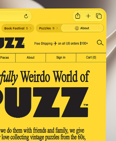 Safari browser open, tabs grouped by topics