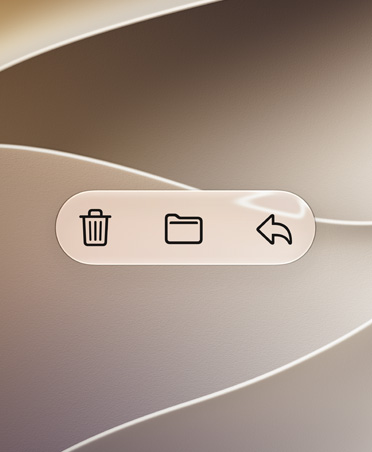 Mail app function buttons including Delete, Move, and Reply against a swirly gold background, high contrast makes them very legible