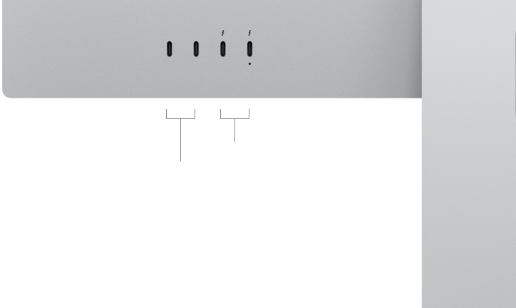 Back view of Studio Display XDR, showing two USB‑C ports and two Thunderbolt 5 ports
